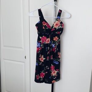 Planet Gold Blue and Pink Sleeveless Sweetheart Mini Dress